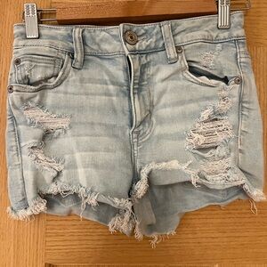 American Eagle Outfitters Light Blue Ripped Jean Shorts
